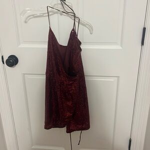 Motel Rocks tie red sequined mini dress